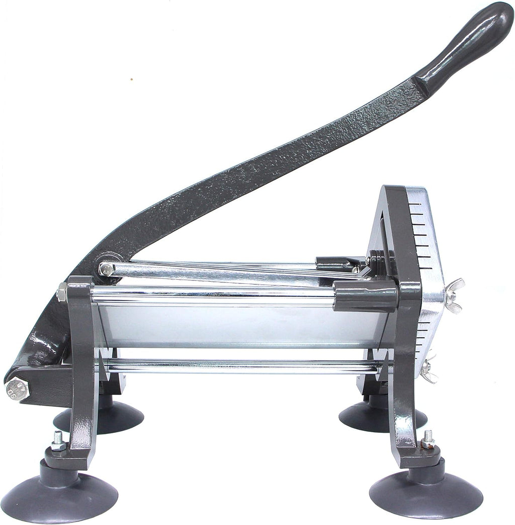 French Fry Cutter Commercial Potato Slicer with Suction Feet Complete Set, Includes 1/4", 3/8",1/2", Gray