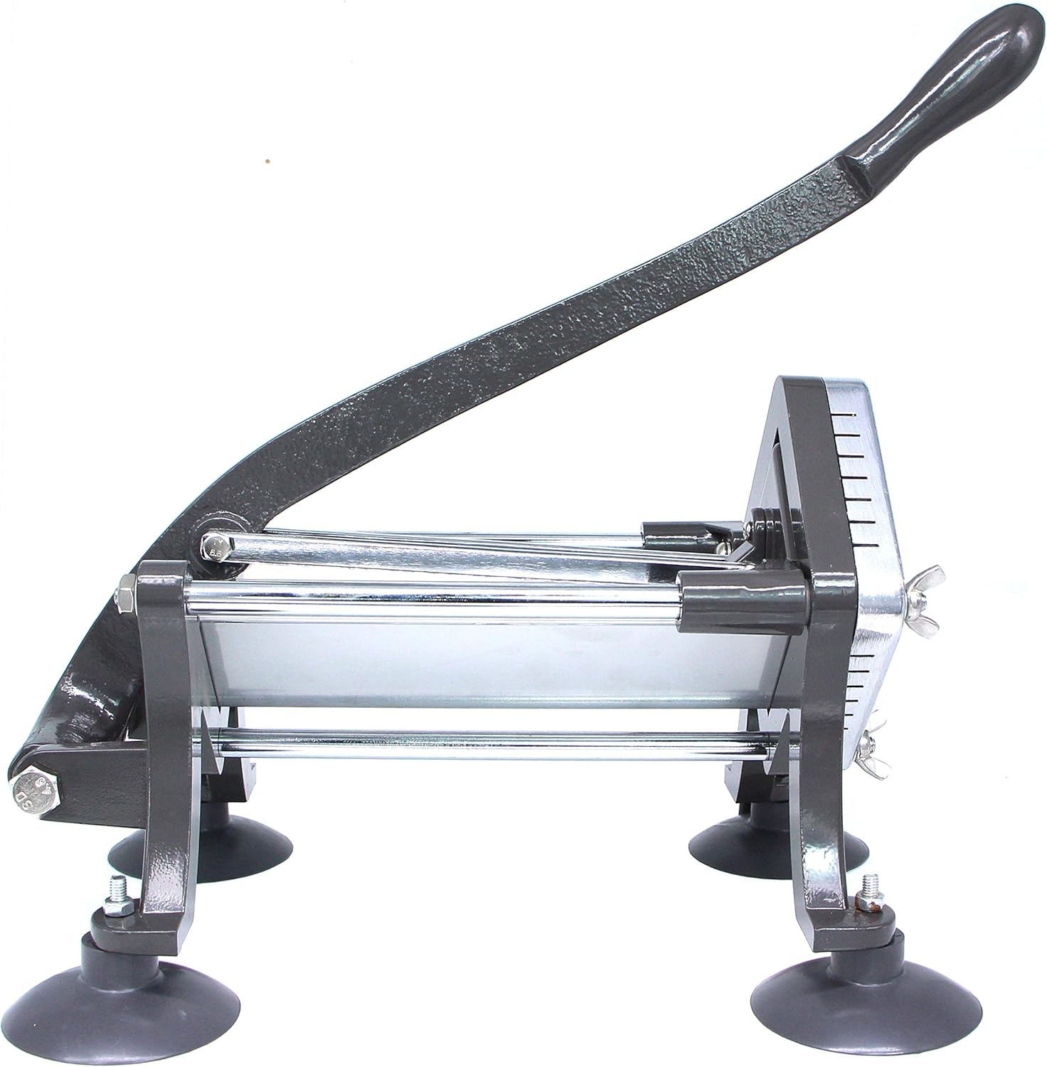 French Fry Cutter Commercial Potato Slicer with Suction Feet Complete Set, Includes 1/4", 3/8",1/2", Gray