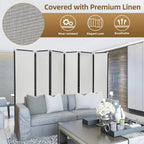 Room Divider with Wheels Solid Bamboo Panels 6 Feet Tall Extra Wide, Noise Reducing & Durable Office Partition, 6 Panel Large Room Screen Divider Freestanding for Home Office School, 96" W x 73" H