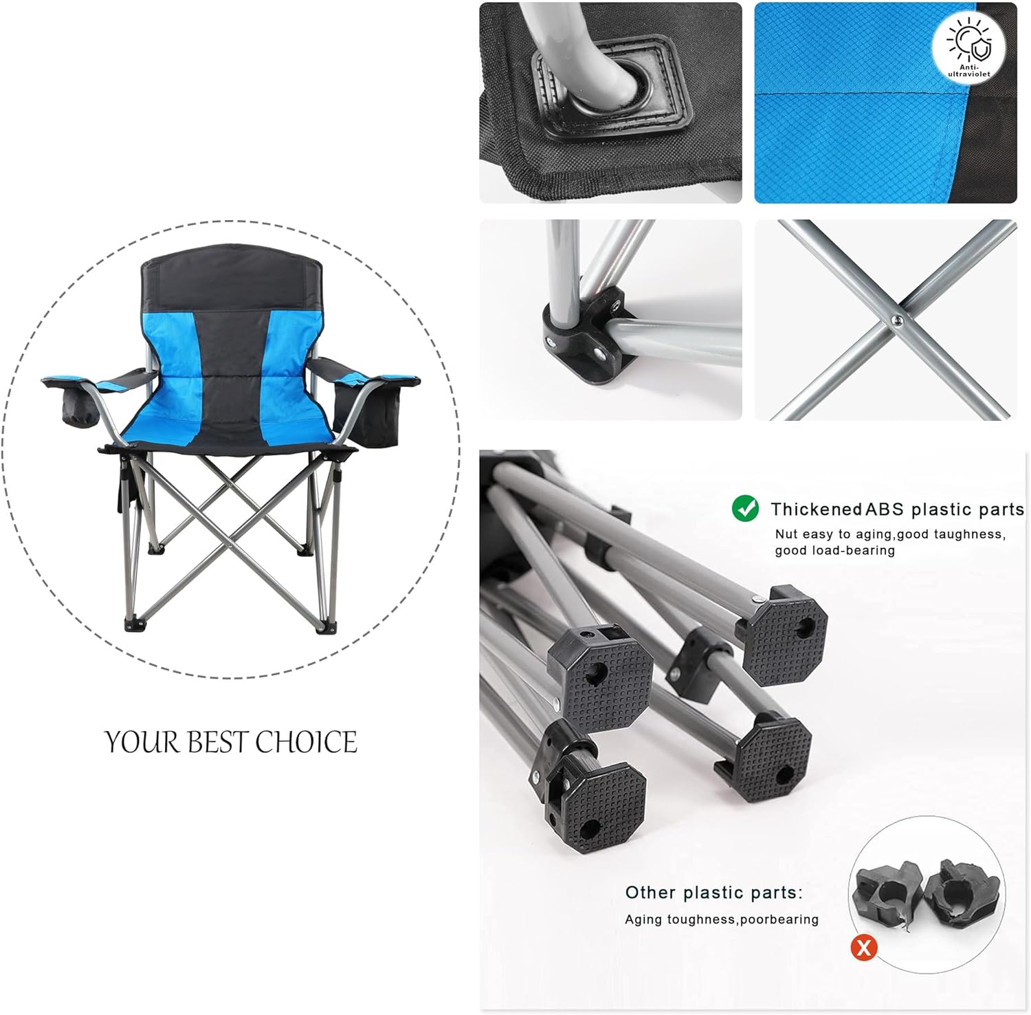 Beach Chair for Adults, Oversized Camping Chair 500lb