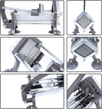 French Fry Cutter Commercial Potato Slicer with Suction Feet Complete Set, Includes 1/4", 3/8",1/2", Gray