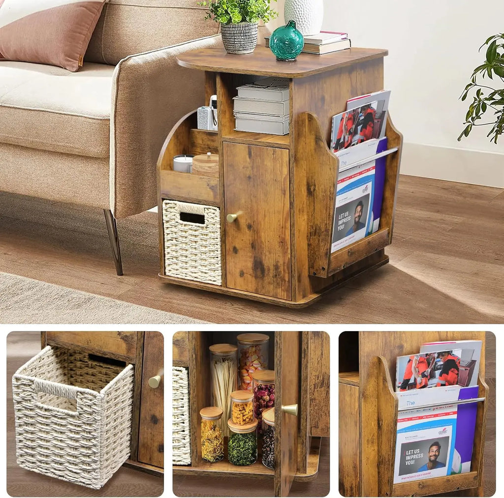 Multi Storage Rotating Side Table