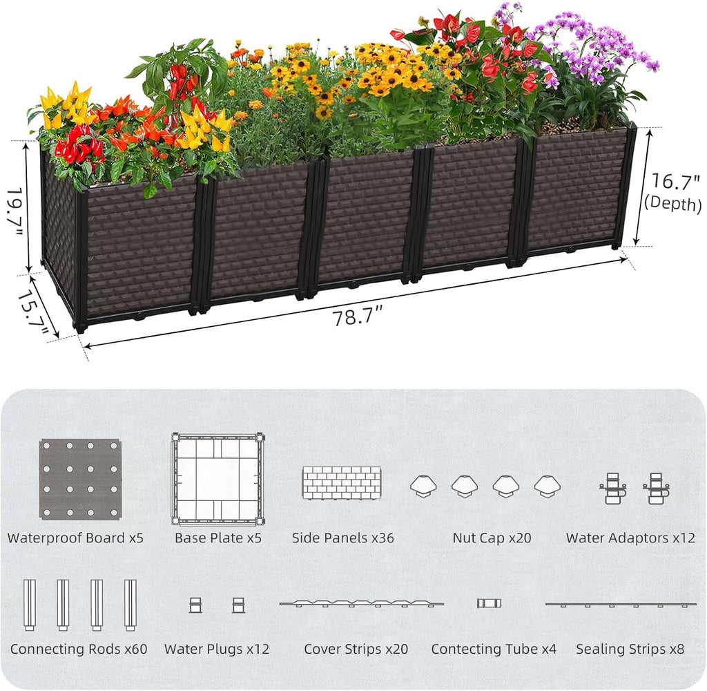Large Planters for Outdoor Plants - Deepened 20" H, Raised Beds for Gardening Self Watering, Elevated Planter Box with Legs, Rectangular Garden Planters for Outdoor Plants Flowers, 78.7"L x 15.7"W