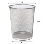 Silver Mesh Trash Cans 4 Gallon, Mesh Office Trash Can 10 Pack, Metal Wire Wastebaskets, Waste Basket Trash Can,Recycling Garbage Container Bin for Office, Home, Bedroom