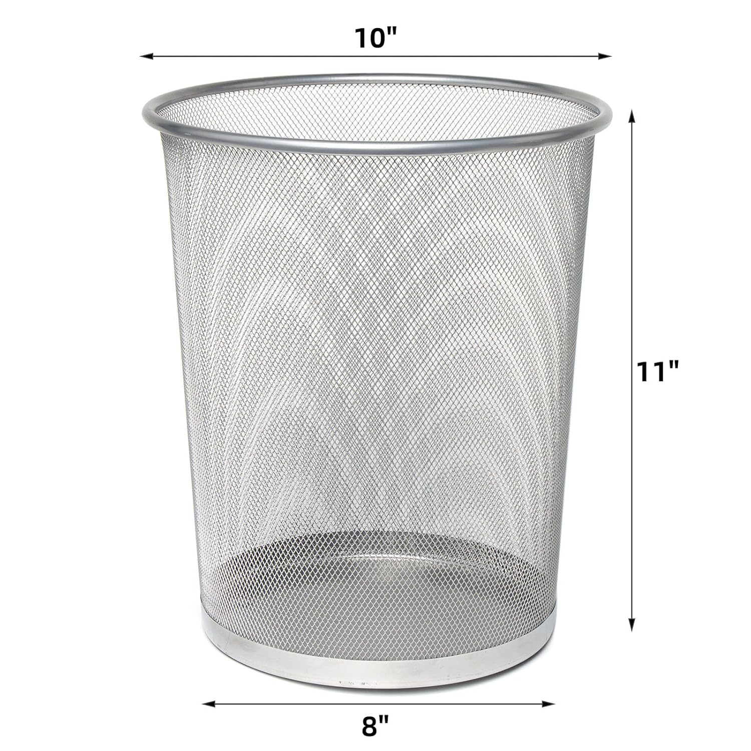 Silver Mesh Trash Cans 4 Gallon, Mesh Office Trash Can 10 Pack, Metal Wire Wastebaskets, Waste Basket Trash Can,Recycling Garbage Container Bin for Office, Home, Bedroom