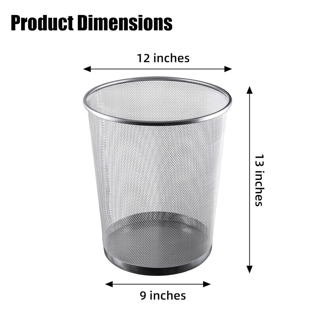 20PCS 6 Gal Silver Mesh Trash Cans, 6 Gal Mesh Office Trash Can, Recycling Garbage Container Bin for Office & Home