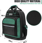 Electrician Tool Backpack, Tool backpack for Men, Construction Tool Bag Backpack Heavy Duty with Waterproof Molded Base, Work Backpack Multi-Use Pocket Black/Green