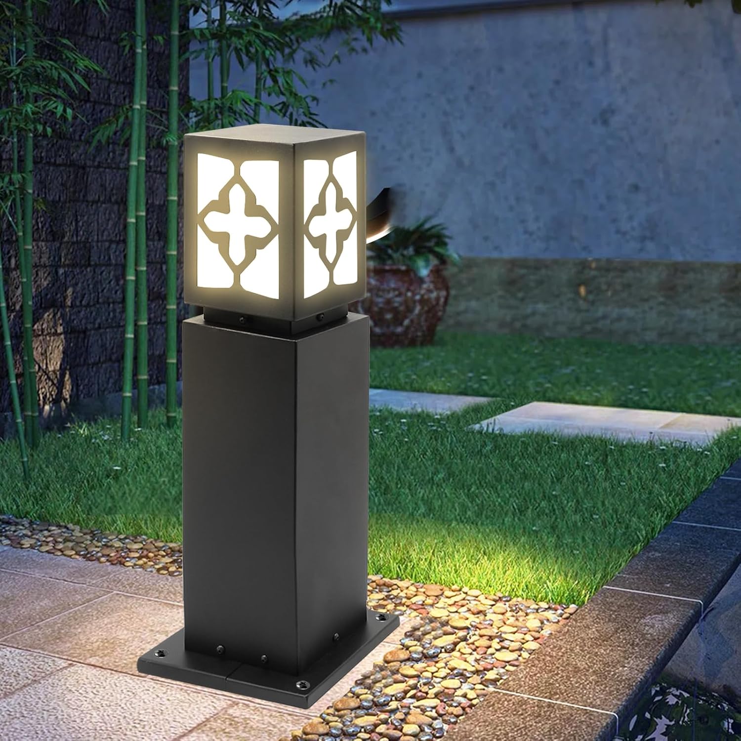TooCust Heavy Duty Bollard Lights, IP65 Waterproof Outdoor Pathway Lights, E27 Lampholder Hardwired, Luxury Outdoor Path Light for Lawn, Patio, Courtyard and Driveway