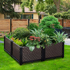 Square Raised Beds for Gardening 31.5" x 31.5" x 14.2", Self Watering Outdoor Planters, Large Raised Planter Boxes, Rectangular Garden Planters for Outdoor Plants Flowers, Vegetables, Patio Deck Porch