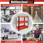 TooCust Tool Cart on Wheels, 500 LBS Capacity, Heavy Duty Metal Mechanic Cart with Screwdriver Shelf, Rolling Mechanics Tool Cart, 3 Tier Heavy Duty Utility Cart Service Cart