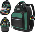 Electrician Tool Backpack, Tool backpack for Men, Construction Tool Bag Backpack Heavy Duty with Waterproof Molded Base, Work Backpack Multi-Use Pocket Black/Green