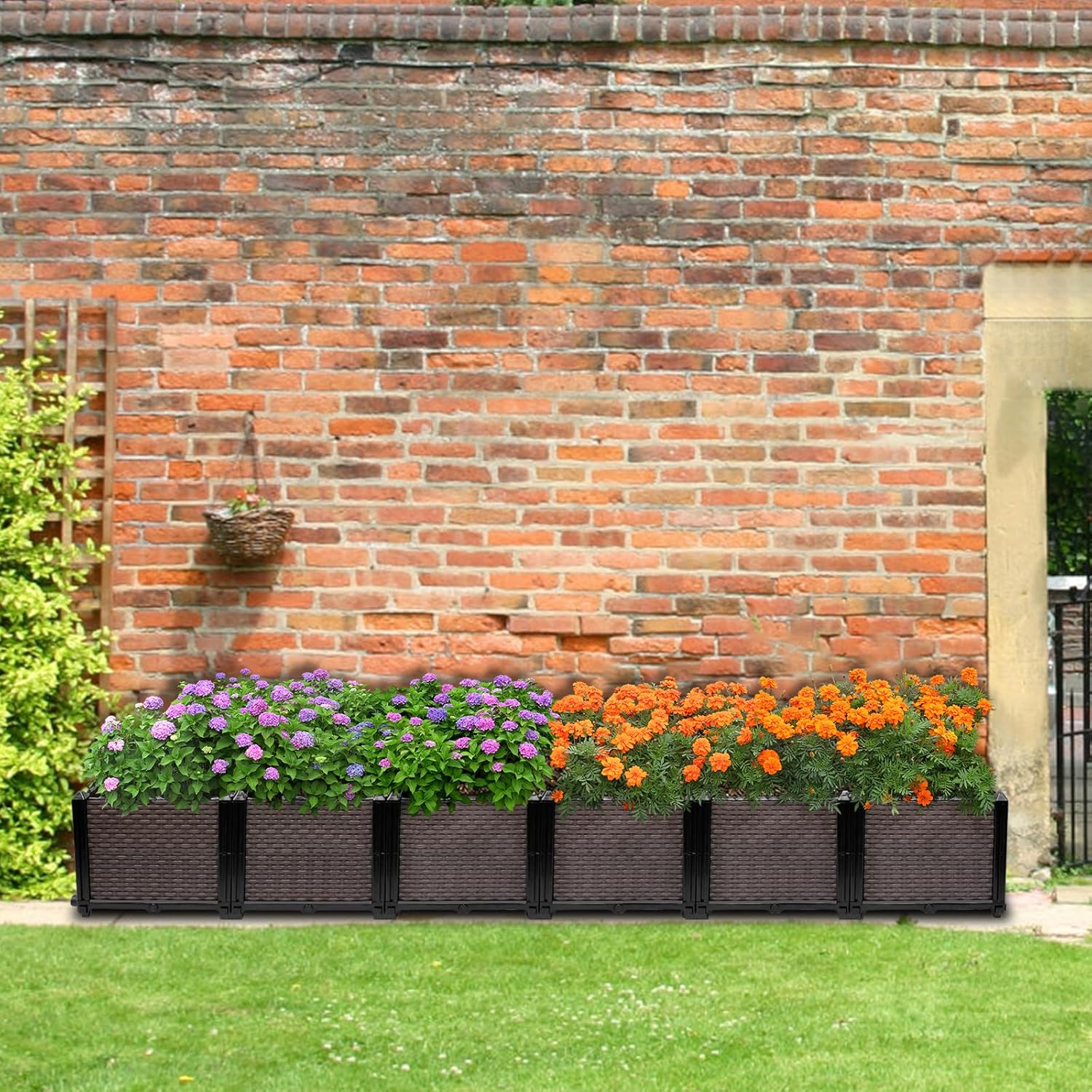 Large Raised Planter Box Outdoor Self Watering 94.4"x15.7"x14.2", Deep Raised Garden Bed - Elevated Garden Box with Drainage Plug, Rectangular Garden Planter Perfect for Garden Patio Balcony Deck