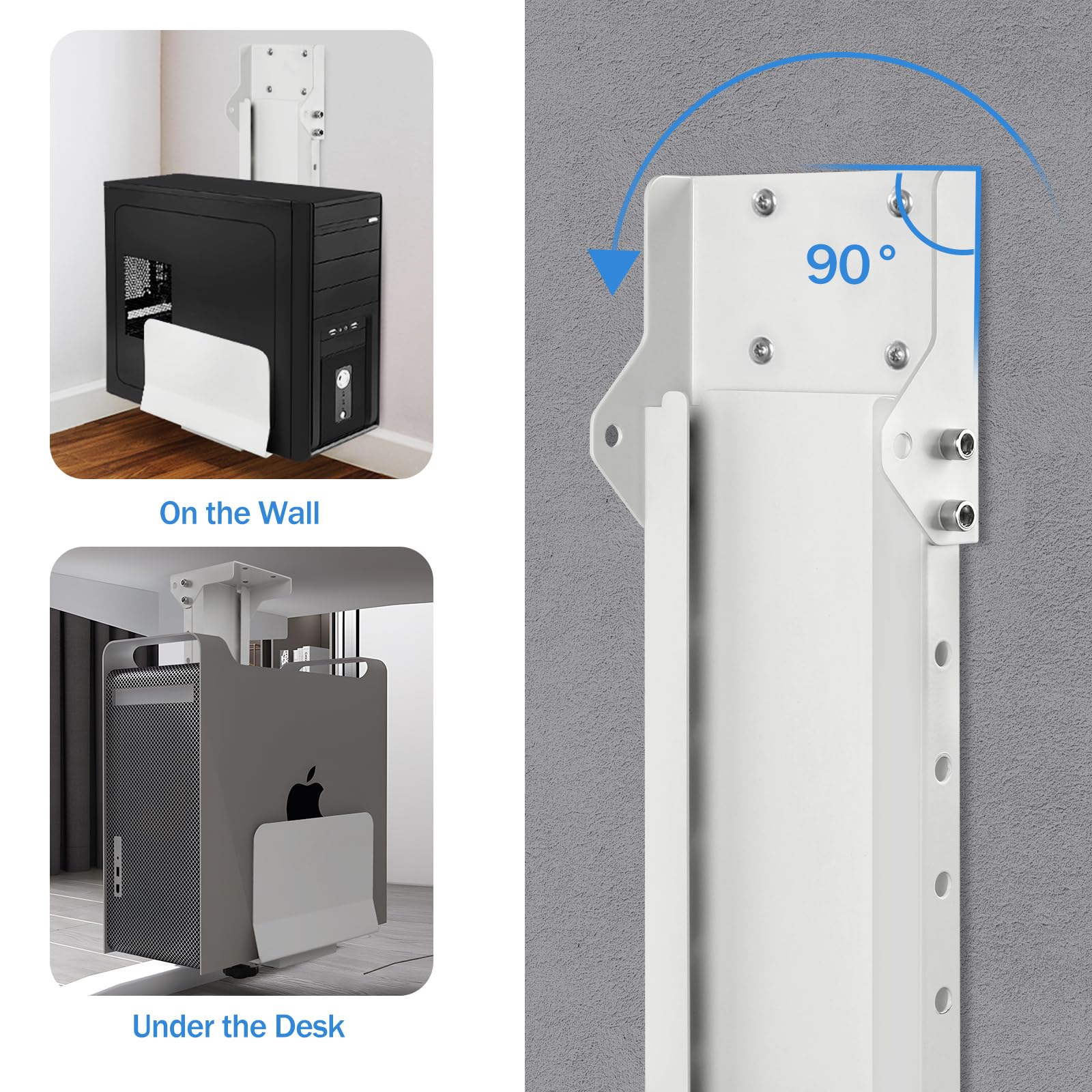 Heavy Duty Computer Wall Mount PC Case - Upgraded, Also Great for PC Mount Under Desk - Height Adjustable from 11" to 21", Width Adjustable from 5.5" to 9.8", Computer Tower Under Desk Home Office