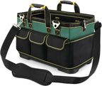 Hard Bottom Tool Bag, Electrician Tool Bag, 15 inch Tool Bag Organizer, 1680D Open Top Tool Bag,Tool Bags for Men Heavy Duty, Electrical Mechanic Reflective Waterproof Wide Mouth Tool Bag