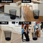 10-Pack 6 Gal Mesh Office Trash Can&150Pcs Garbage Bags, Black Mesh Trash Cans, Open Metal Wire Waste baskets