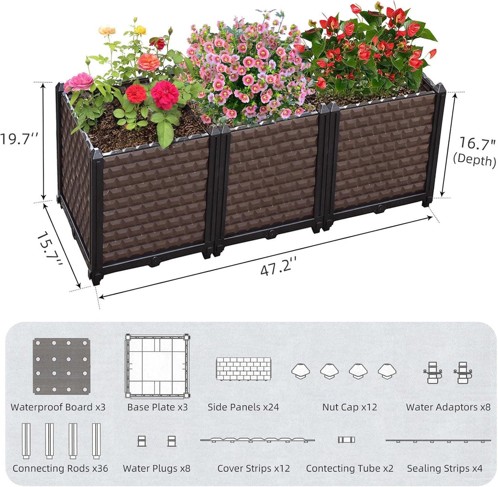 Large Planters for Outdoor Plants - Deepened 20" H, Raised Beds for Gardening Self Watering, Elevated Planter Box with Legs, Rectangular Garden Planters for Outdoor Plants Flowers, 47.2"L x 15.7"W