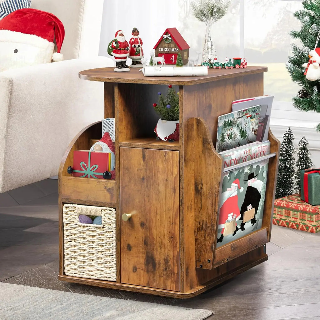 Multi Storage Rotating Side Table