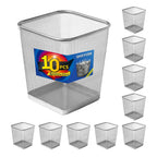 10-Pack Silver Square Metal Trash Cans, 6 Gallon Capacity, Mesh Design, Non-Slip Base, Smooth Edges