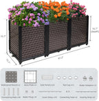 Large Planters for Outdoor Plants with Automatic Drip Irrigation Kits, Deepened 20" H Raised Beds for Gardening Self Watering with Solar Irrigation System for Garden 5 Timer Modes, 47.2"L x 15.7"W