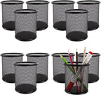 TooCust Pen Holder, 12 Pack Minimalist Metal Caddy, 3.5x3.9 inches, Black Wire Mesh Organizer for Desk, Office, School