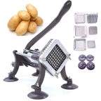 French Fry Cutter Commercial Potato Slicer with Suction Feet Complete Set, Includes 1/4", 3/8",1/2", Gray