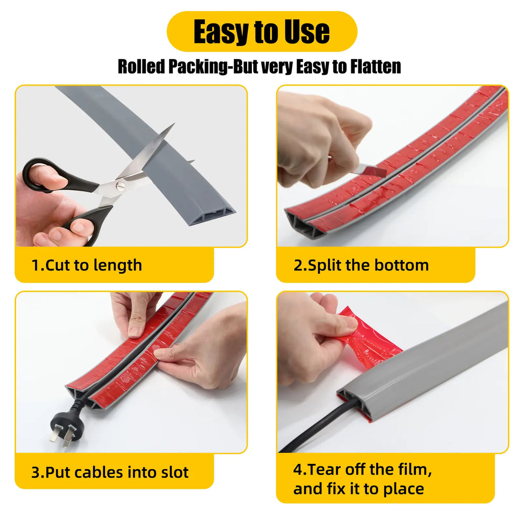 6.5FT Gray Floor Cable Cover