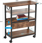 Adjustable 3-Tier Rolling Computer Tower Stand with Storage Shelf