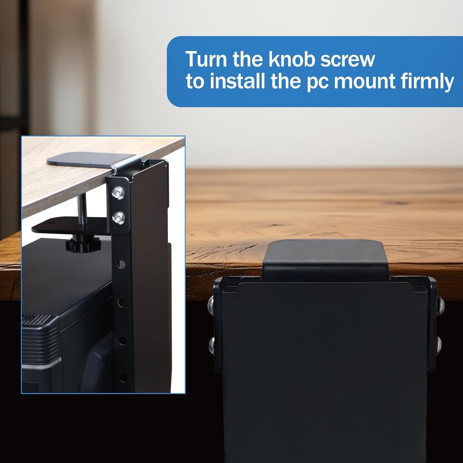Adjustable Clamp-On PC Tower Mount