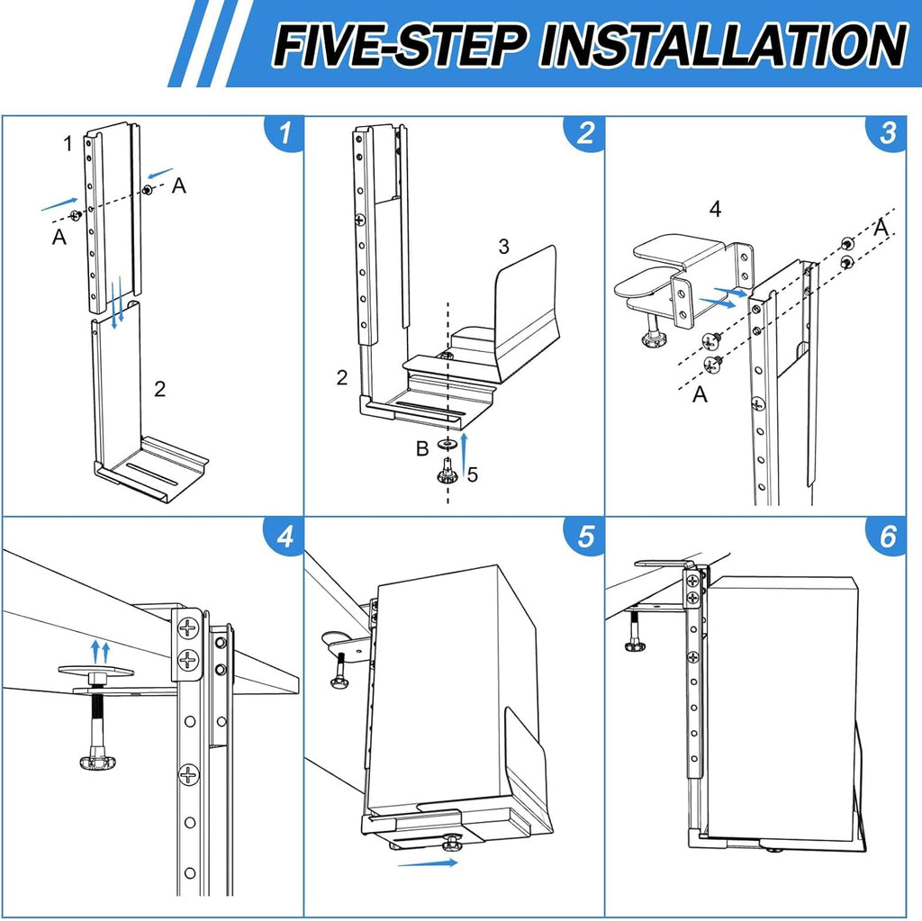 Adjustable Clamp-On PC Tower Mount