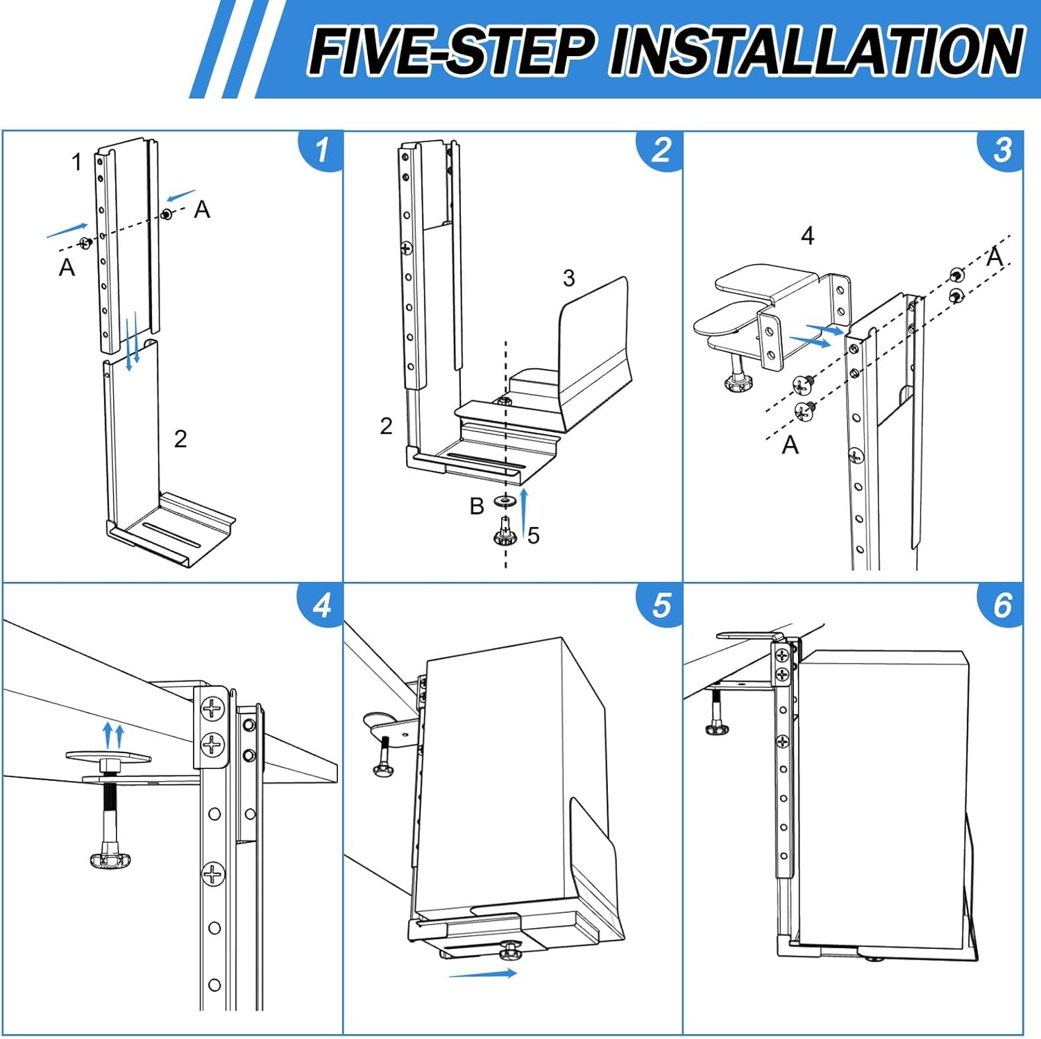 Adjustable Clamp-On PC Tower Mount