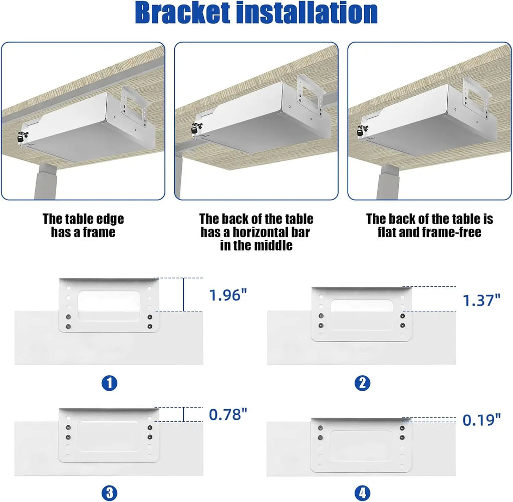 Adjustable Lockable Sliding Under Desk Drawer with Tall Brackets