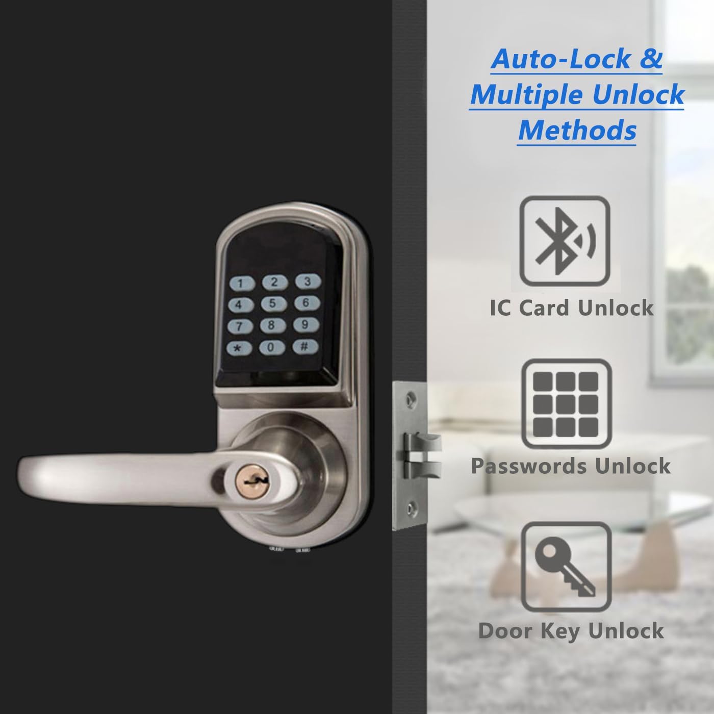Auto-Lock Keypad Door Lock with Left Handle