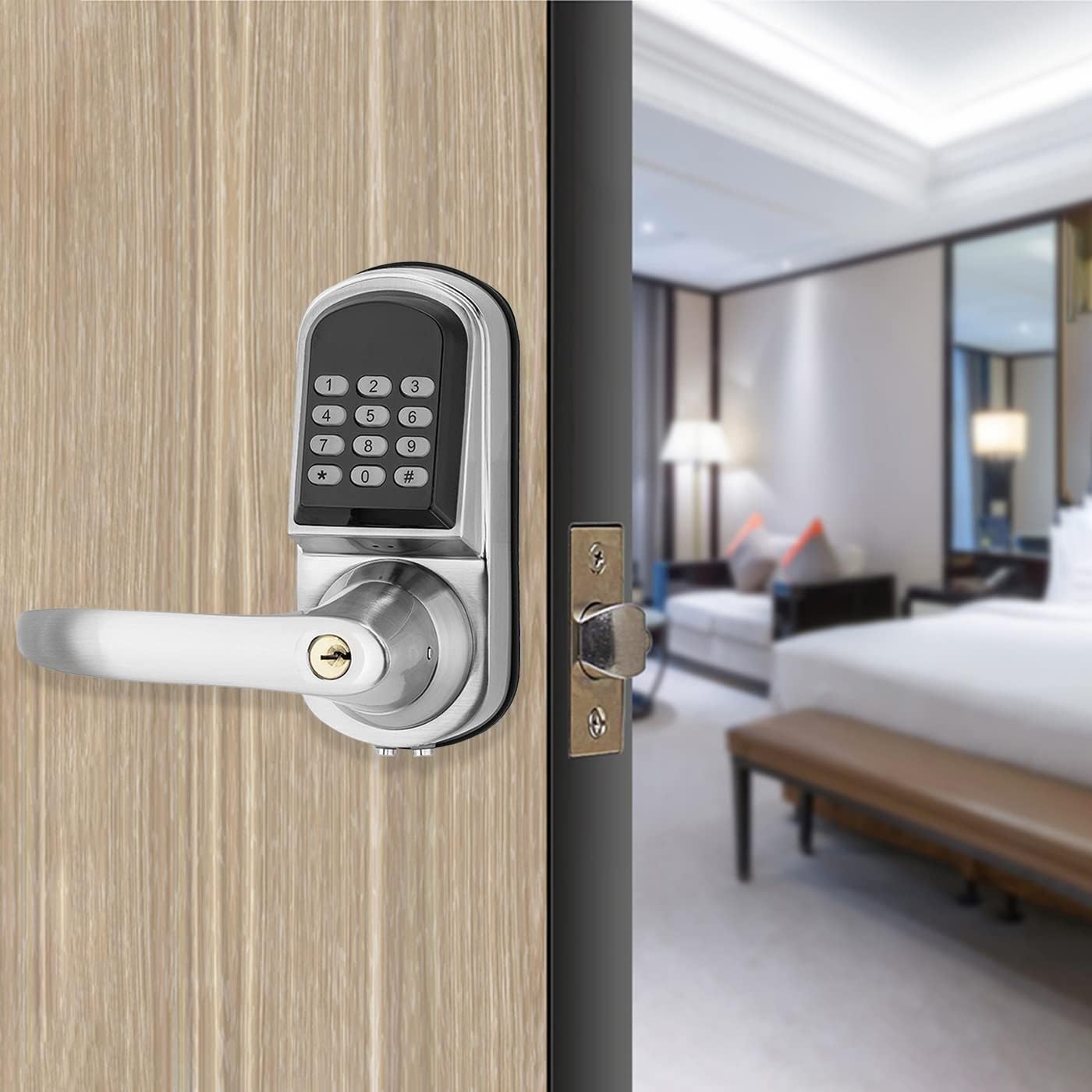Auto-Lock Keypad Door Lock with Left Handle