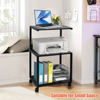 Black Rolling 3-Tier Printer Stand