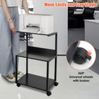 Black Rolling 3-Tier Printer Stand