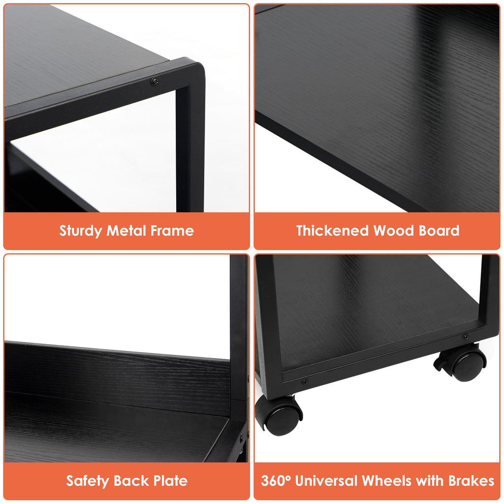 Black Rolling 3-Tier Printer Stand