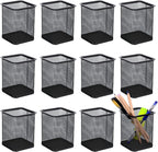 Black Square Mesh Pen Holder-12 Pcs
