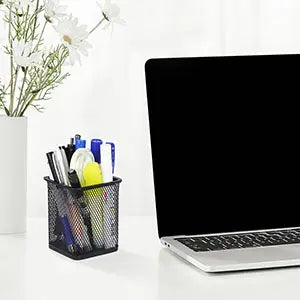 Black Square Mesh Pen Holder-12 Pcs