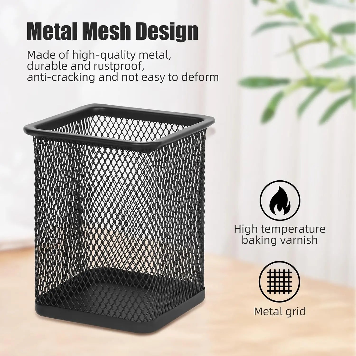 Black Square Mesh Pen Holder-12 Pcs