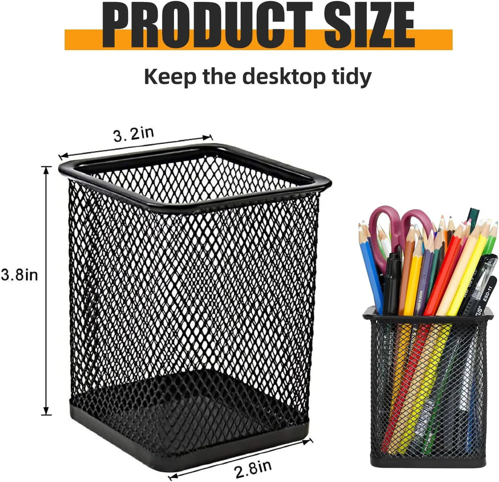 Black Square Mesh Pen Holder-12 Pcs