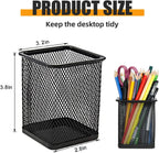 Black Square Mesh Pen Holder-12 Pcs