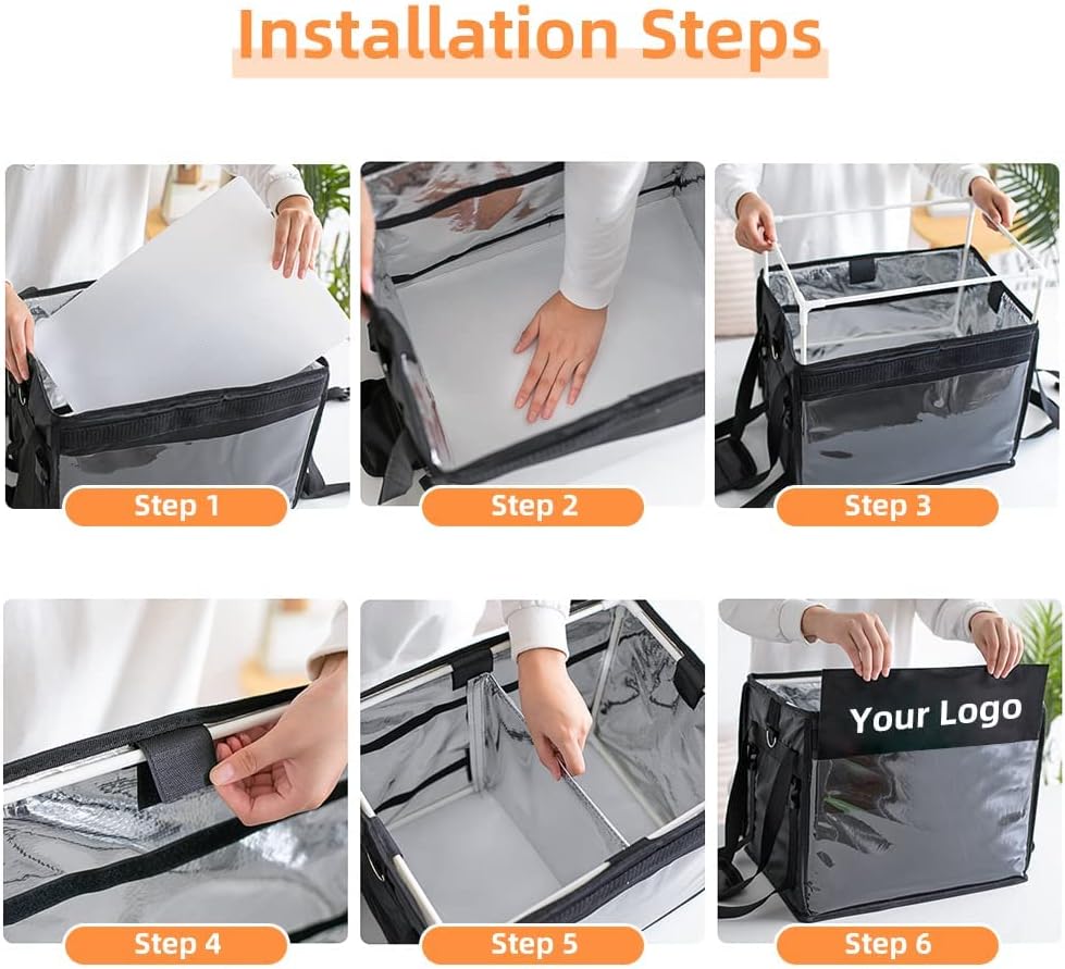 Commercial Insulated Bags For Food Delivery 16.5" x 11.4" x 11.8", Waterproof & Foldable Catering Bag Food Deliveries
