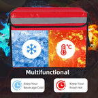 Commercial Red Insulated Bags For Food Delivery XXL- 19.7" x 15" x 15", Waterproof & Foldable Catering Bag Food Deliveries