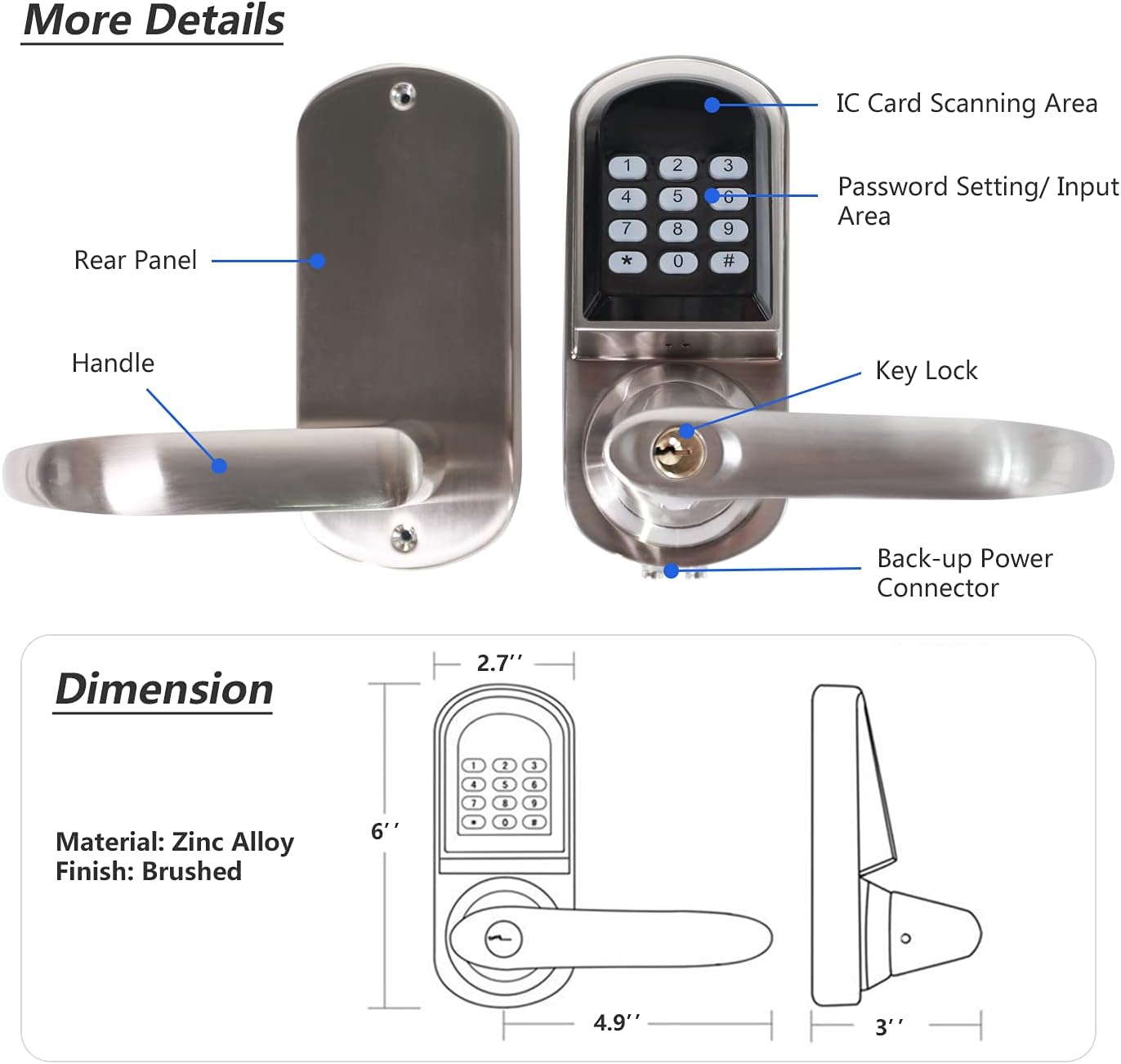 Electronic Keypad Door Lock with Handle