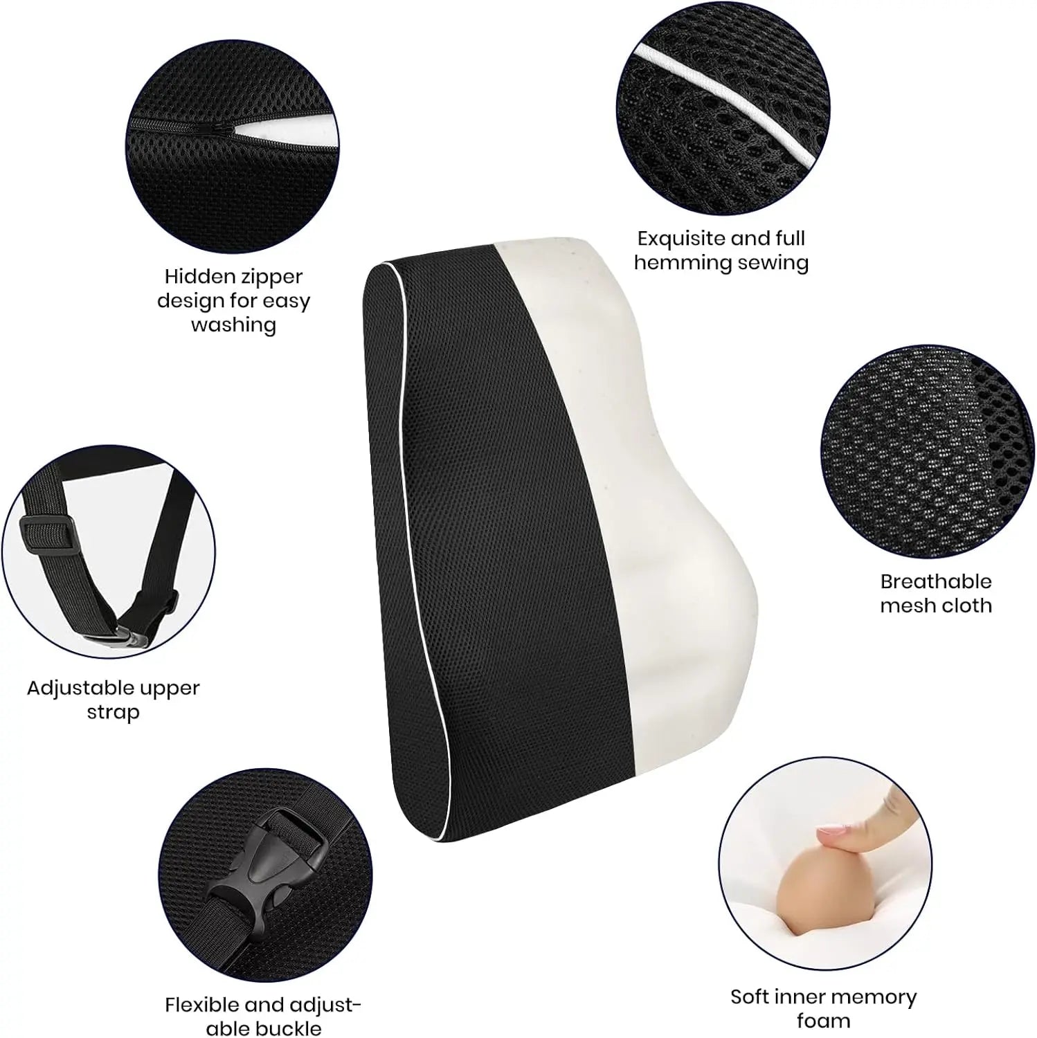Ergonomic Lumbar Support Breathable Foam Cushion
