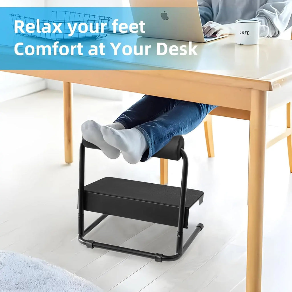Ergonomic Under-Desk Adjustable Foot Rest with Relief Platform