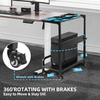 Adjustable 2-Tier Mobile CPU Rack with Wheels
