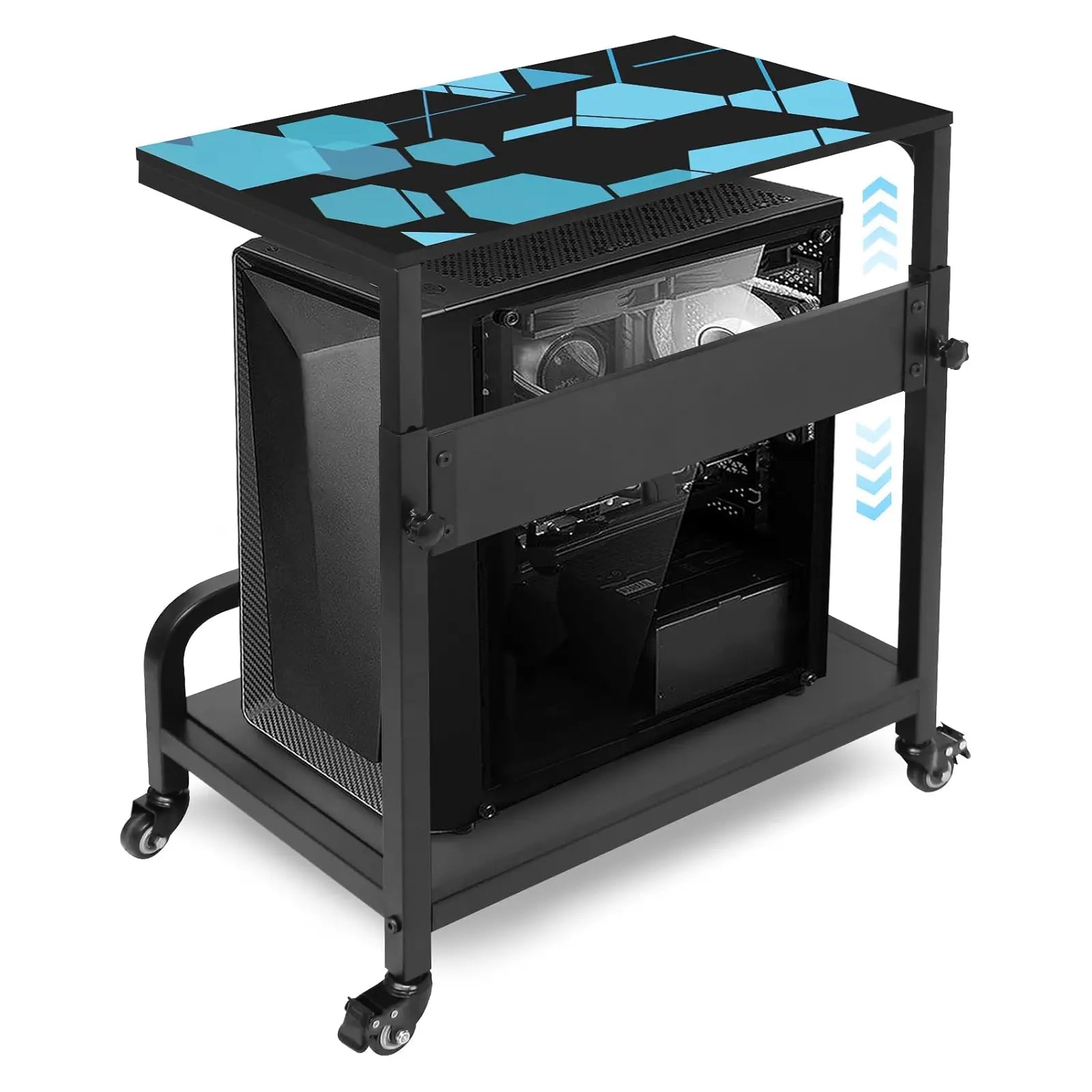Adjustable 2-Tier Mobile CPU Rack with Wheels