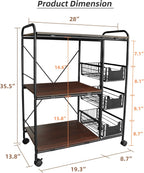 Kitchen Carts on Wheels with Storage,13.8" D x 28" W x 35.5" H, Rolling Microwave Cart,Kitchen Microwave Cart with Storage,Microwave Carts for Kitchen Storage Rack,Bakers Rack with Storage