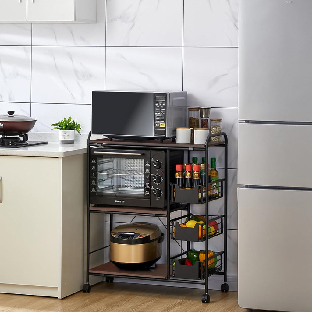 Kitchen Carts on Wheels with Storage,13.8" D x 28" W x 35.5" H, Rolling Microwave Cart,Kitchen Microwave Cart with Storage,Microwave Carts for Kitchen Storage Rack,Bakers Rack with Storage